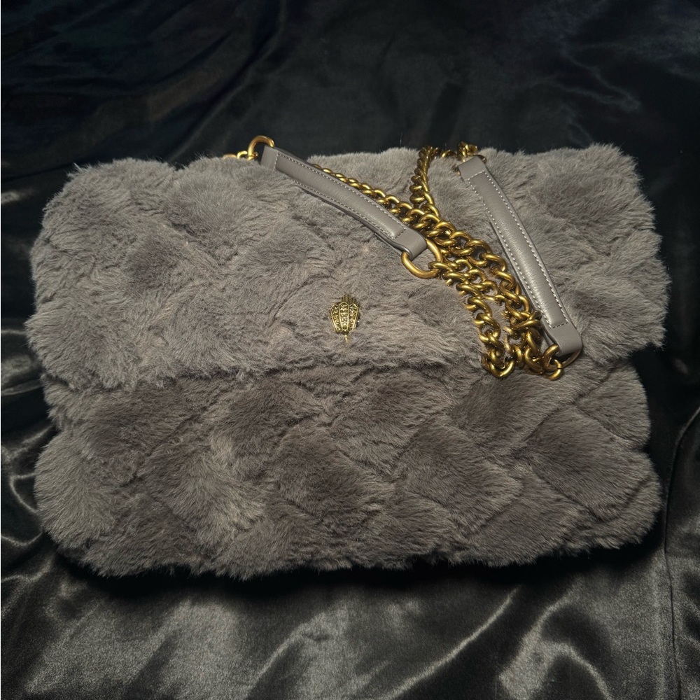 Kurt Geiger Gray Faux Fur Chain Shoulder Bag